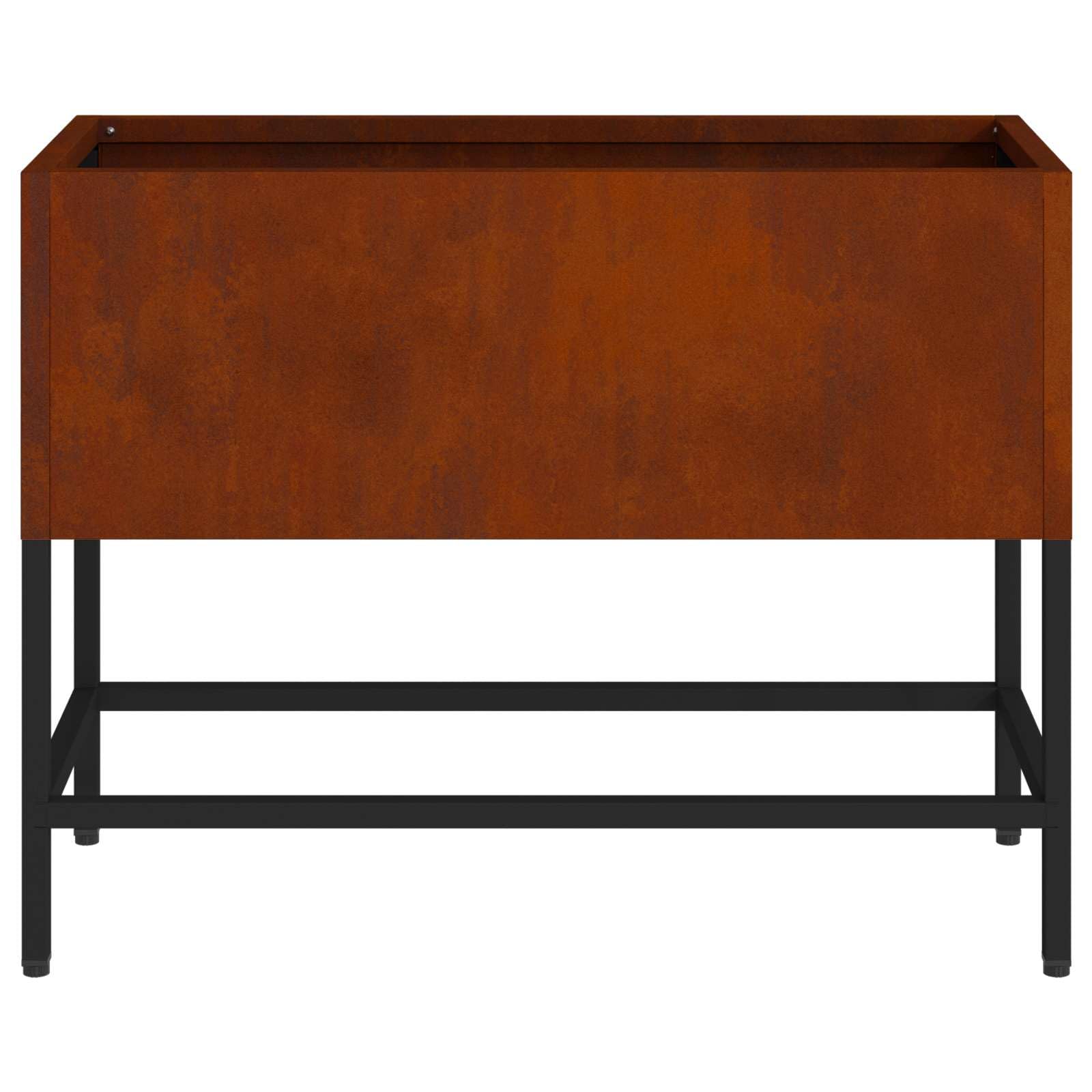 Podwyższona doniczka ogrodowa Rdzawy 60 x 26 x 45 cm, prostokątna metalowa donica na kwiaty zewnętrzna, odporna na UV i warunki atmosferyczne, nowoczesny design do ogrodu tarasu montaż i czyszczenie