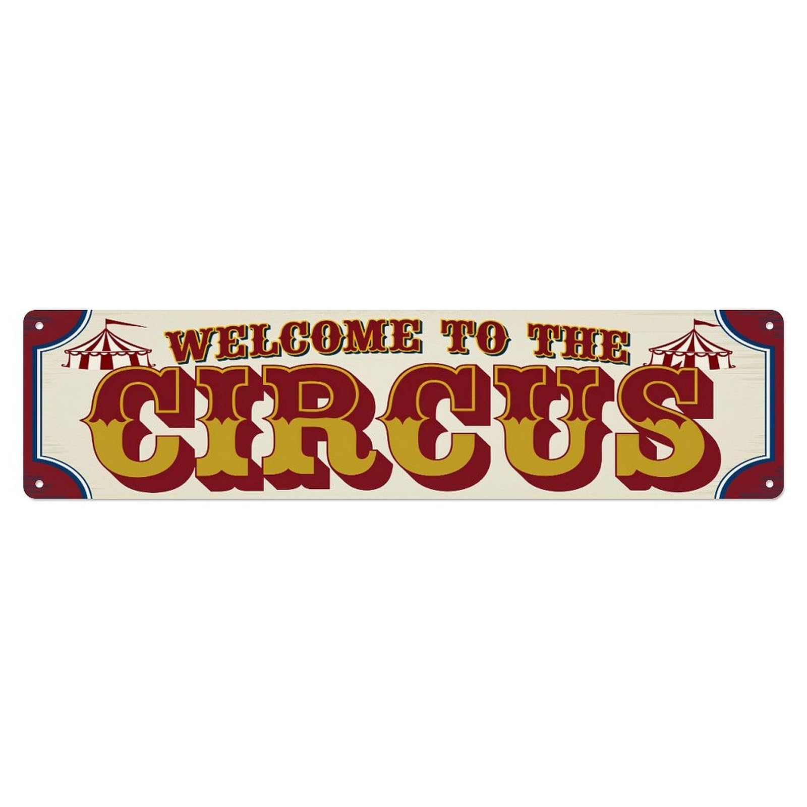Gentinap Vintage Circus Welcome Sign Pattern Print Tin Sign Metal Sign Home Bar Garden Wall Decor Metal Poster 4X16 Inch