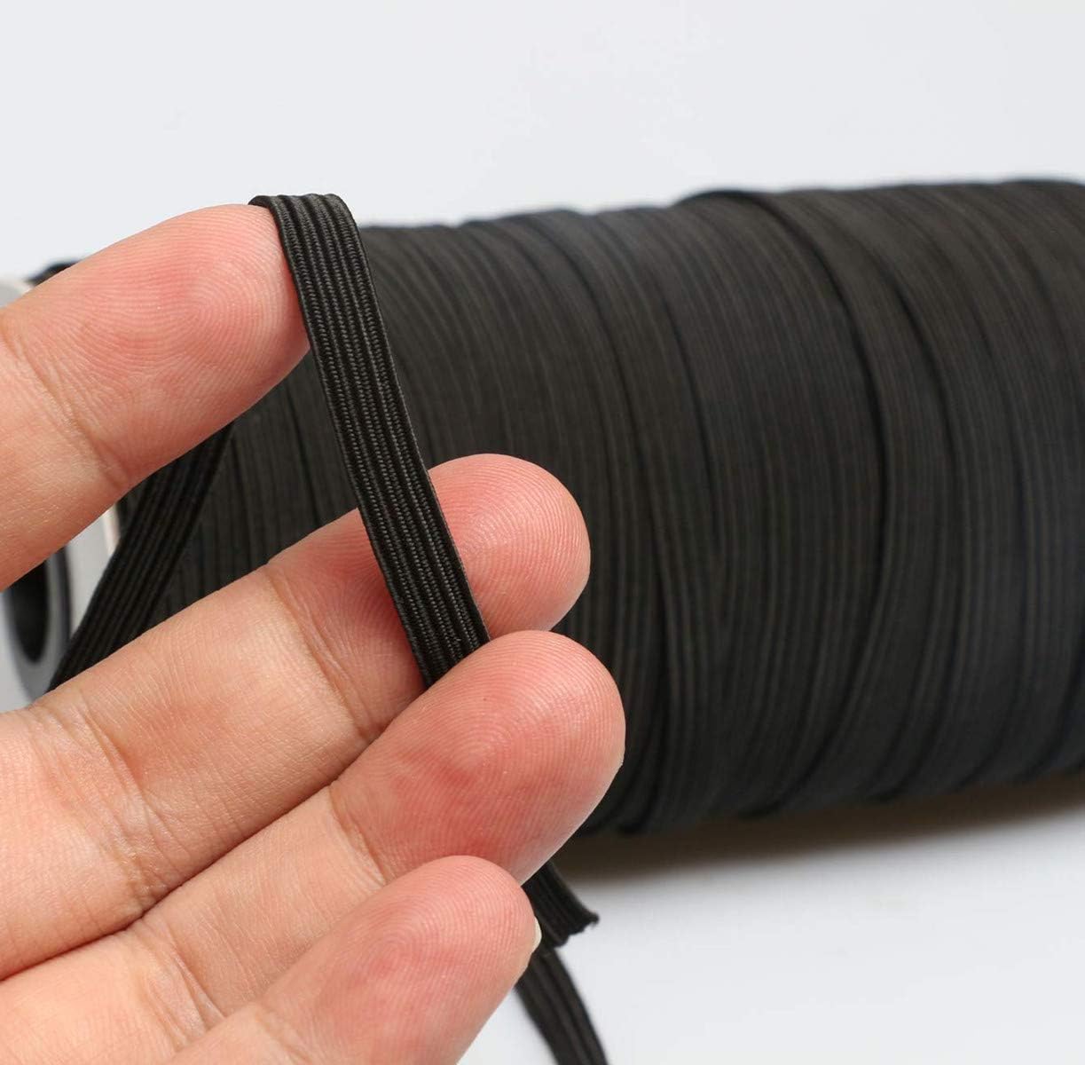 Abbaoww 144 Yards Elastic Band 3/8 inch Wide, High Stretchy Black Knit Elastic Band for Sewing Waistband Pants DIY Projects