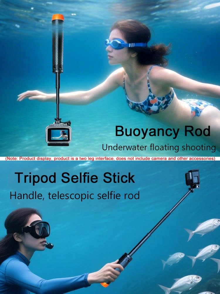 Bastone galleggiante 4 in 1 per selfie Insta 360 Go Ultra – 57 cm monopodo impermeabile estensibile con asta galleggiante, accessori per fotocamera subacquea (treppiede+base Go Ultra)