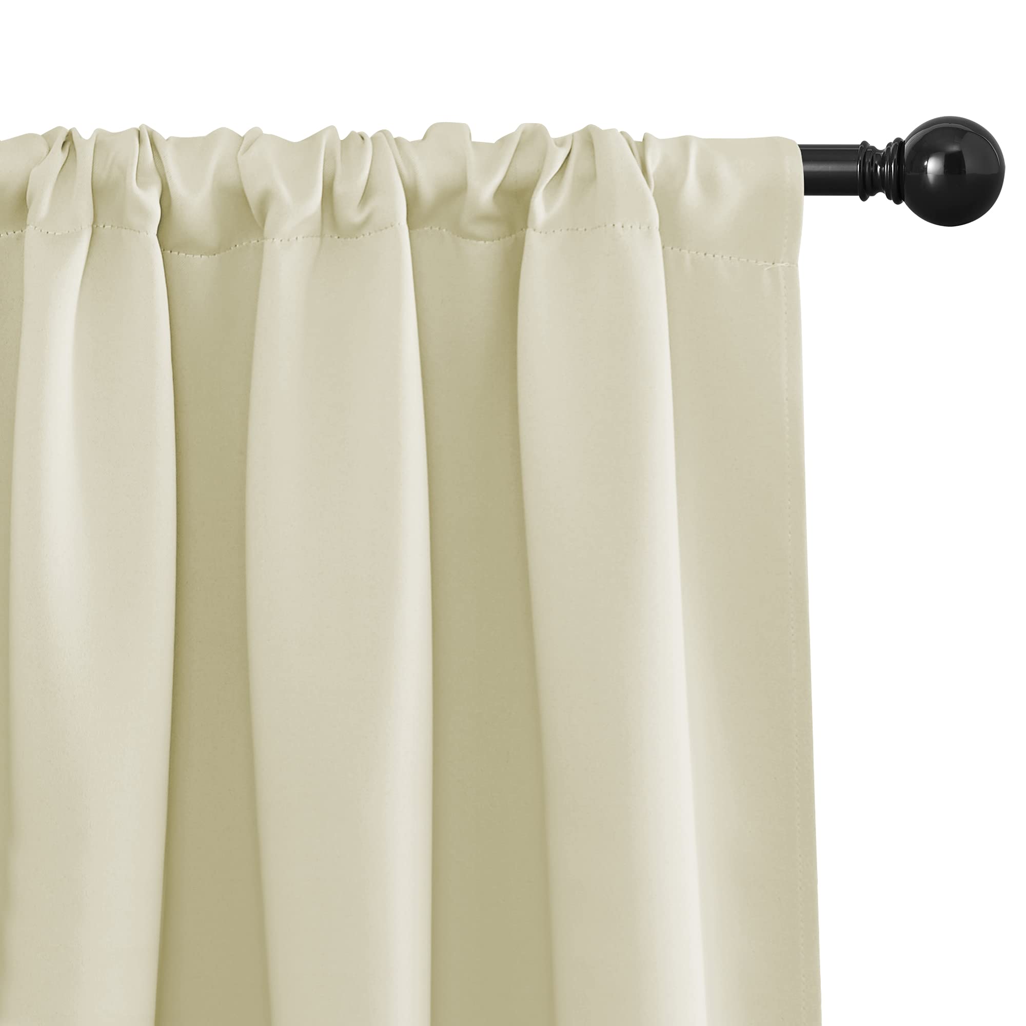 NICETOWN 2 Panels Blackout Curtains 42 x 45 in Beige with Single Curtain Rod 48-86 inch