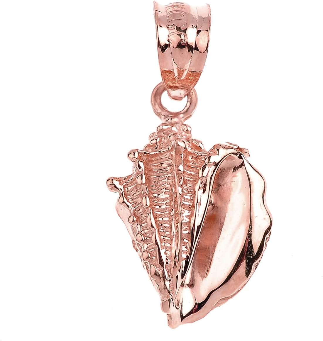 Certified 14K Yellow, White, or Rose Gold Sea Shell Charm Pendant - Choice of Metal