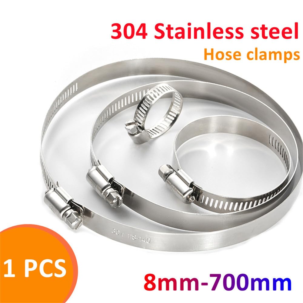 Colliers de serrage pour tuyaux de 8 à 700 mm, 1 pièce, en acier inoxydable, pour automobile, tuyau de carburant, plomberie, eau, 600, 700 mm