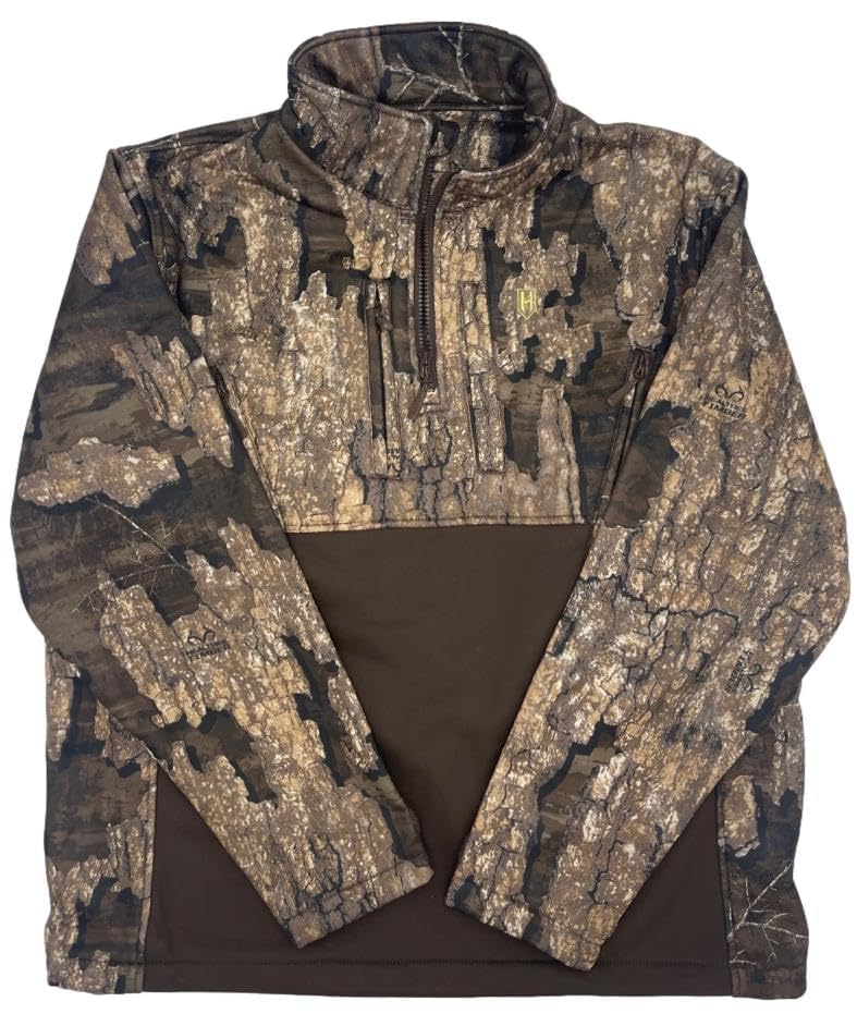 Heybo Outdoors Hunting Fishing Camping Quarter Zip Landing Zone Fowl Weather Technology Poly Fleece Wind Block 1/4 Zip Jacket