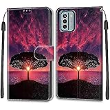 for Nokia G22 Case, PU Leather Wallet Book Flip Folio Stand View Cover Pouch Compatible with Nokia G22 Phone Case (Sunset and tree)