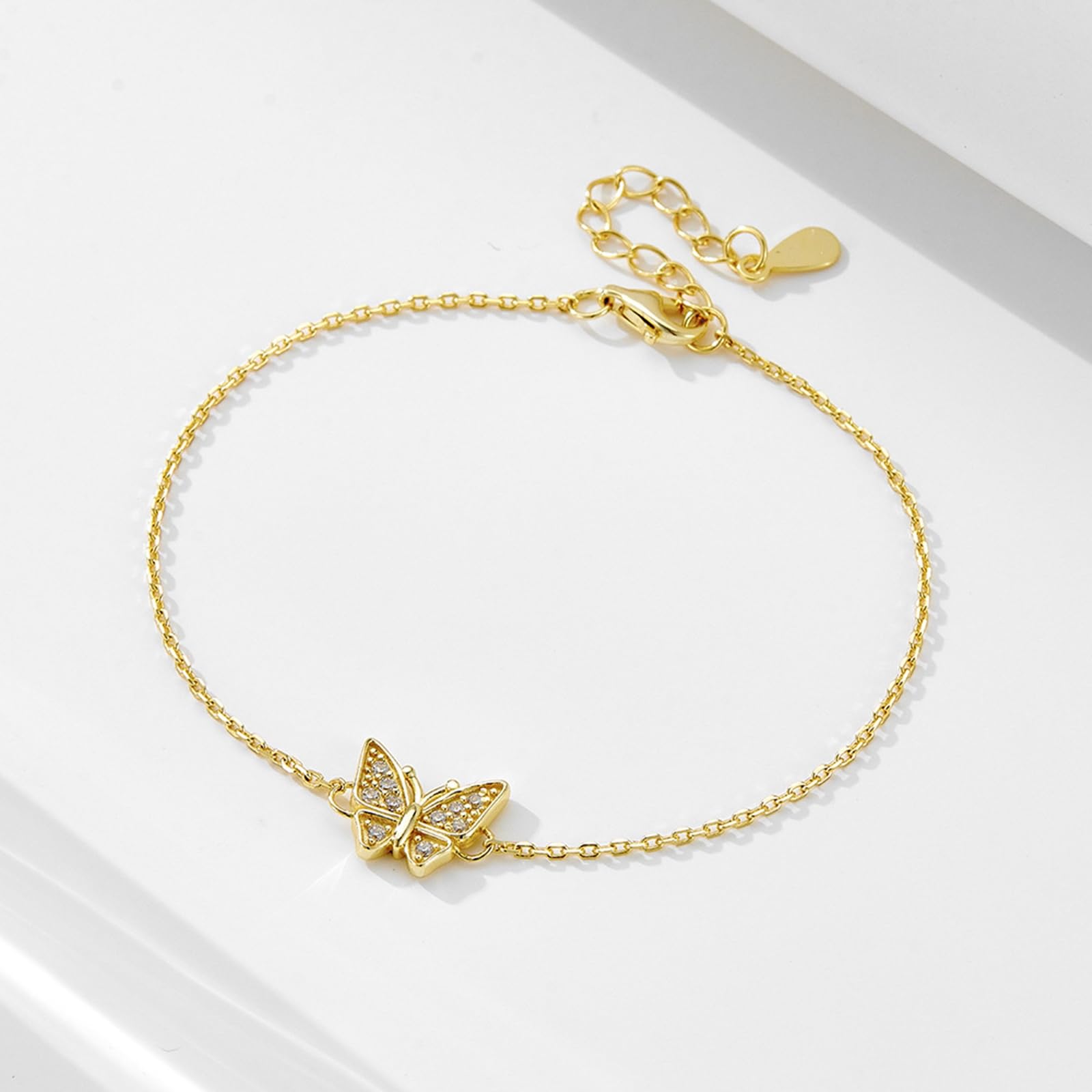 Pulseras de mariposa para mujer a la moda con diamantes, pulsera de promesa para novia, PT950 y oro blanco y amarillo de 9K/14K/18K