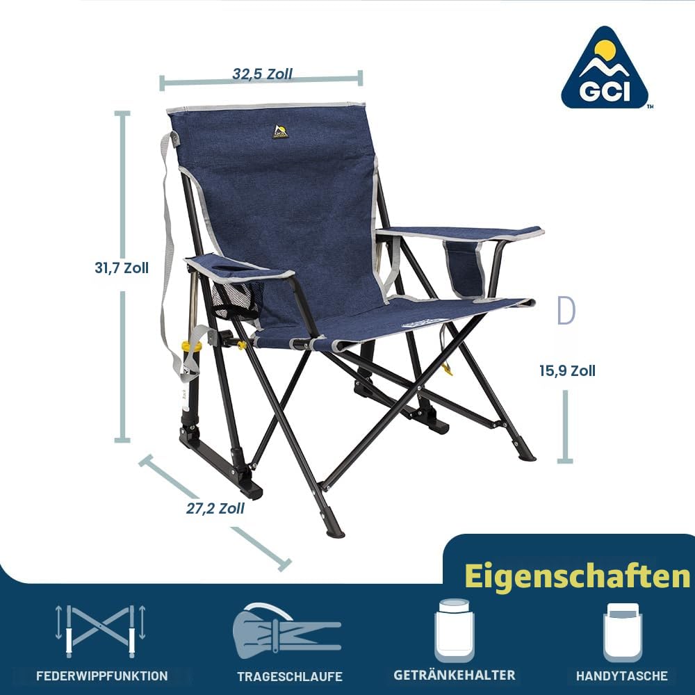 GCI Outdoor Kickback Rocker – Faltbarer Campingstuhl mit Schaukelfunktion