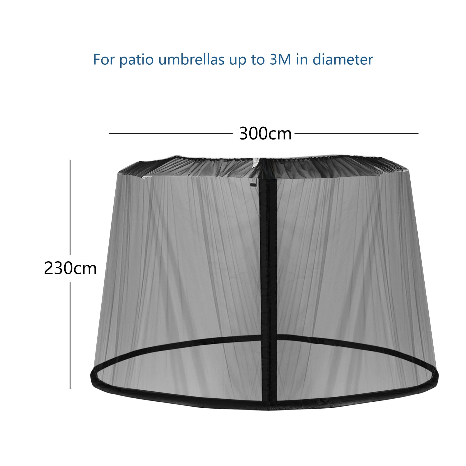 LIFEZEAL Zanzariera Ombrellone da Giardino, Zanzariera Gazebo da Patio, Regolabile, Schermo Rete per Esterno Anti Zanzara, Mosche, AntiVento, 2 Aperture a Cerniera, Stabile Base,12,5x2,3m, Nero