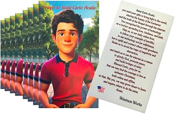 Westmon Works Carlo Acutis Holy Card Bulk Pack New Saint of the Internet Student Classroom Bundle Made in the USA, Set of 25