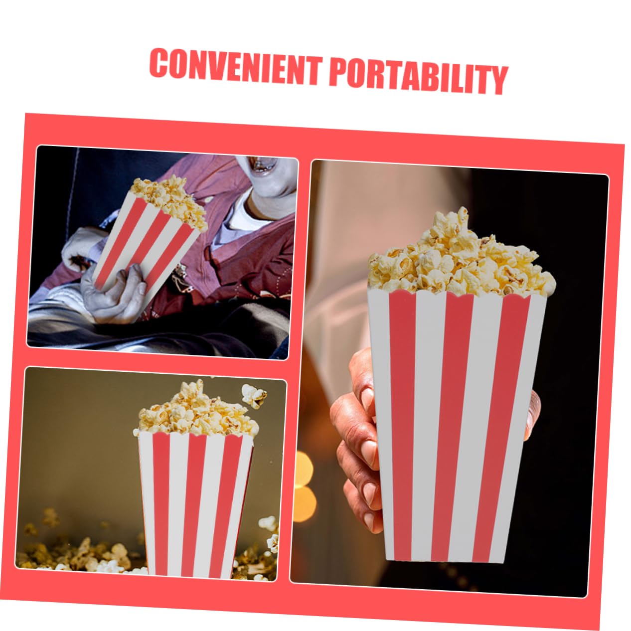 50 Stück Packung Popcornboxen aus Papier für Events und Karneval