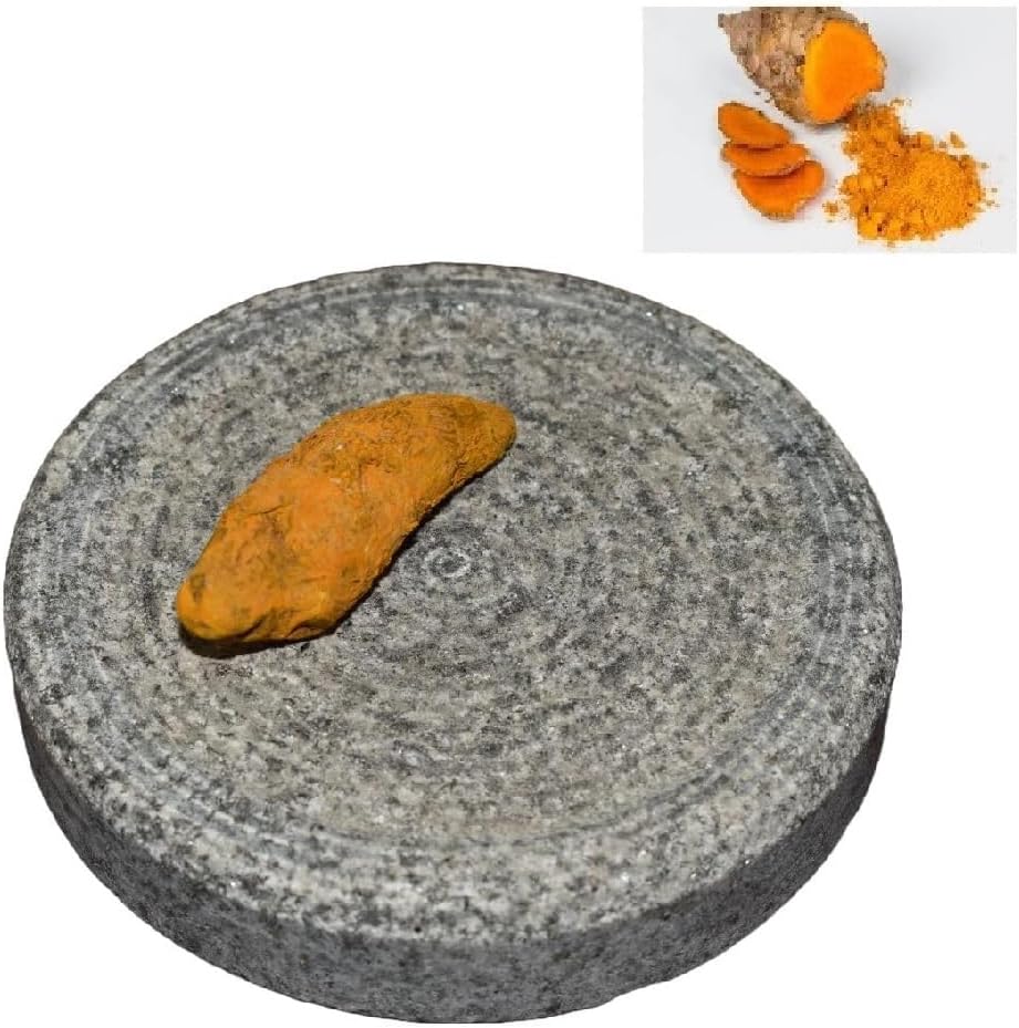 Turmeric Grinding Stone - Handcrafted Ayurvedic Mill for Turmeric/Sandalwood/Chandan, Seasoning Mill (Code_009) (Orange)