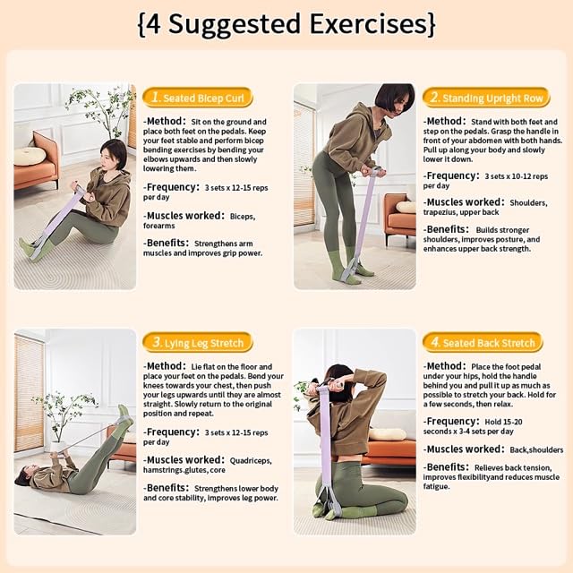 Image of 2025 New Yoga Pedal Resistance Fabric Band with Handles Anti-Broken Elastic Sit Up Pull Rope for Strength Training 120lb Full-Body Excercise Band Portable Unisex Resistance Exercise Bands