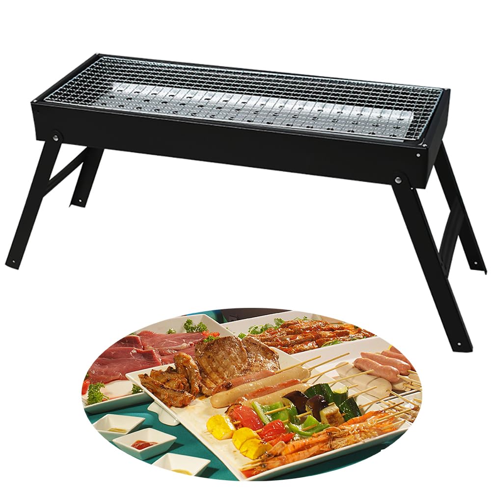 (similar) Foldable Portable Charcoal Grill, Barbecue Grill, Small Tabletop BBQ Grill for Outdoor Camping Cooking Travel Party (PackageA)