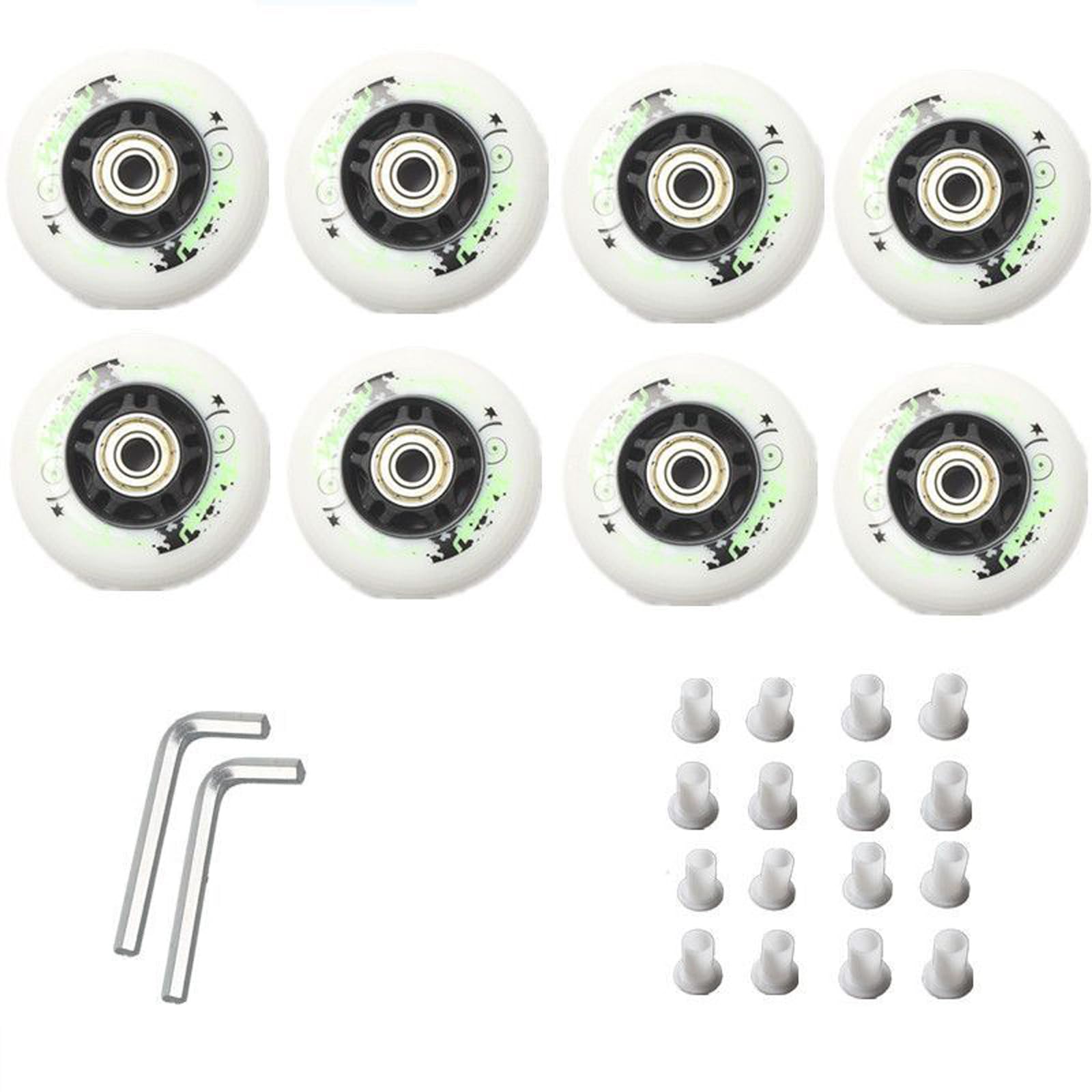 Ruote per Pattini in Linea 64mm/68mm/70mm Set di Ricambio per Ruote in PU da 8 Pezzi Resistente all'Usura Ruote di Ricambio in Linea scorrevoli 85A con Cuscinetto ABEC-9,Verde,68MM