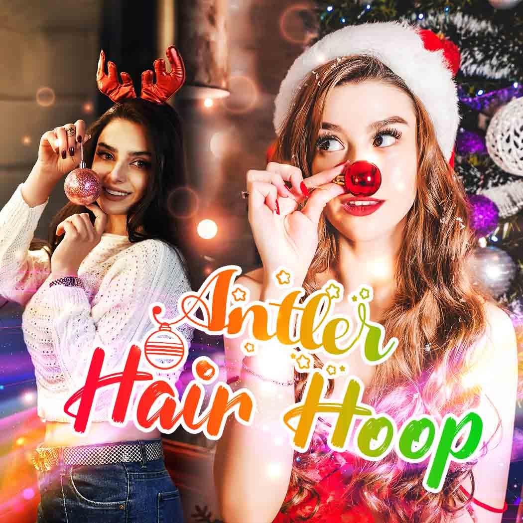Fashband LED Christmas Reindeer Antler Headband Light Up Glitter Headbands Xmas Sparkly Hair Accessories for Women - Image 3