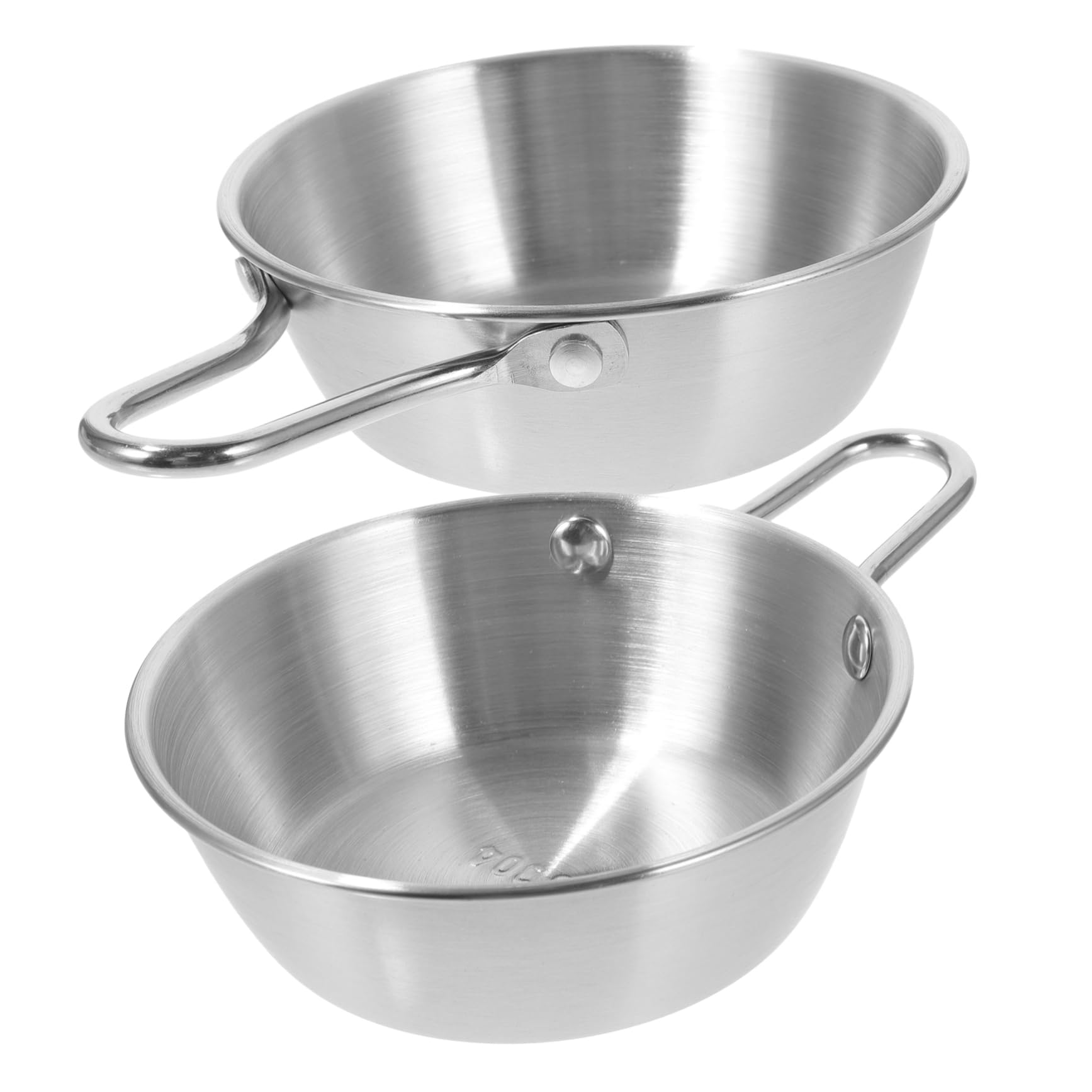 SUPVOX 2pcs Stainless Steel Outdoors Bowl Camping Bowl Handle Multi-function Picnic Supplies
