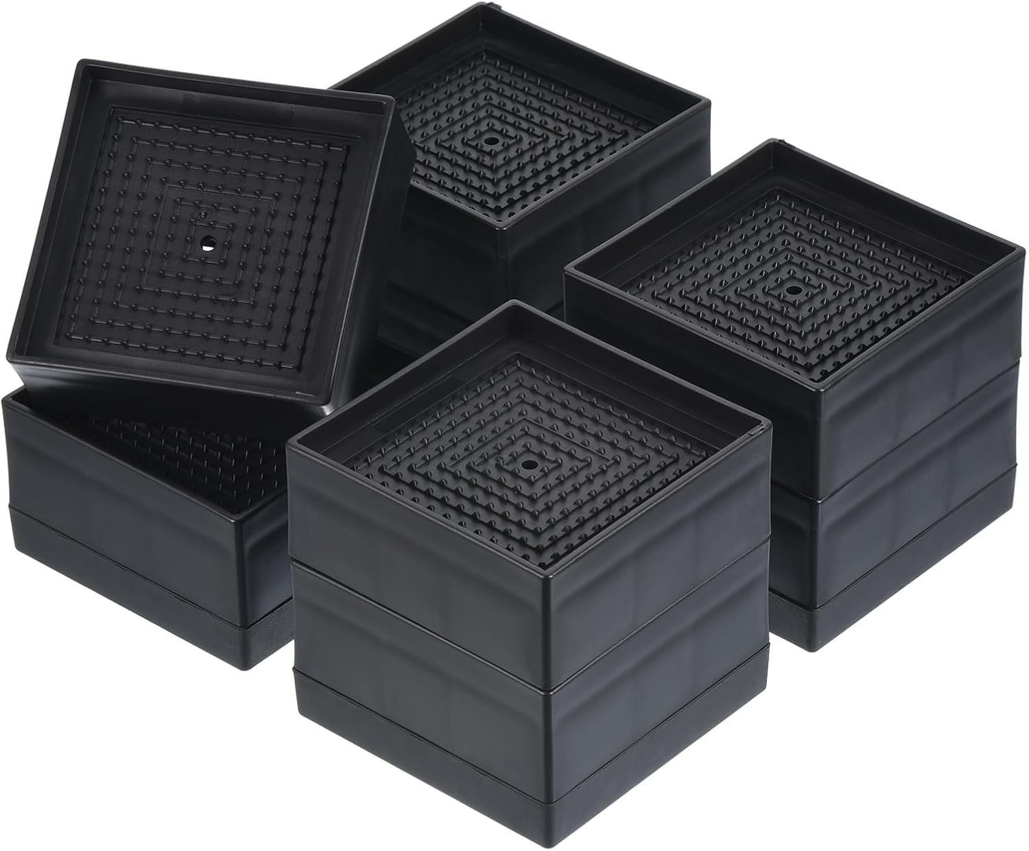 uxcell Bed Risers 4Pcs, 5.5 Inch Furniture Risers Square Adjustable Couch Riser with Non-Slip Mat for Bed Desk Sofa Table Lift Supports Up to 1300Lbs, Black
