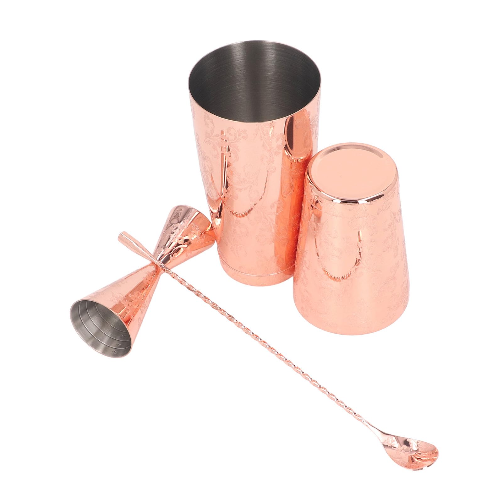 Tissting Set de Shaker à Cocktail de Boston, Shaker à Cocktail en Acier Inoxydable 304 avec Imprimé Vintage, Capacité Moyenne, Set Multifonctionnel Strainer pour Préparation de Boi (Tapez 4)