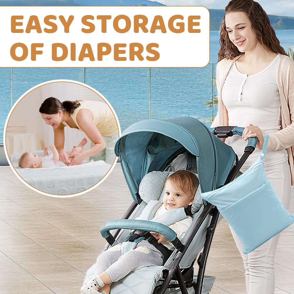 Lot de 2 Sacs étanches réutilisables pour la Natation avec Double Fermeture éclair, Grand Sac a Couches Bebe, Sac de Piscine, pour Les Voyages, la Plage, la Piscine