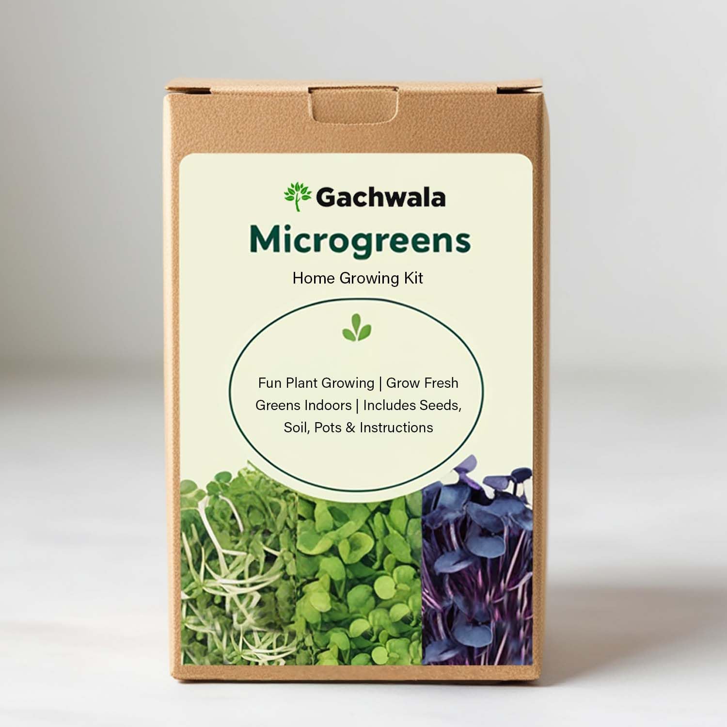 Gachwala Microgreens Home Growing Kit - Grow Fresh Greens Indoors - Includes Seeds, Coco Peat, Grow Bags & User Manual - Ideal for DIY Gardening & Nutritious Meals