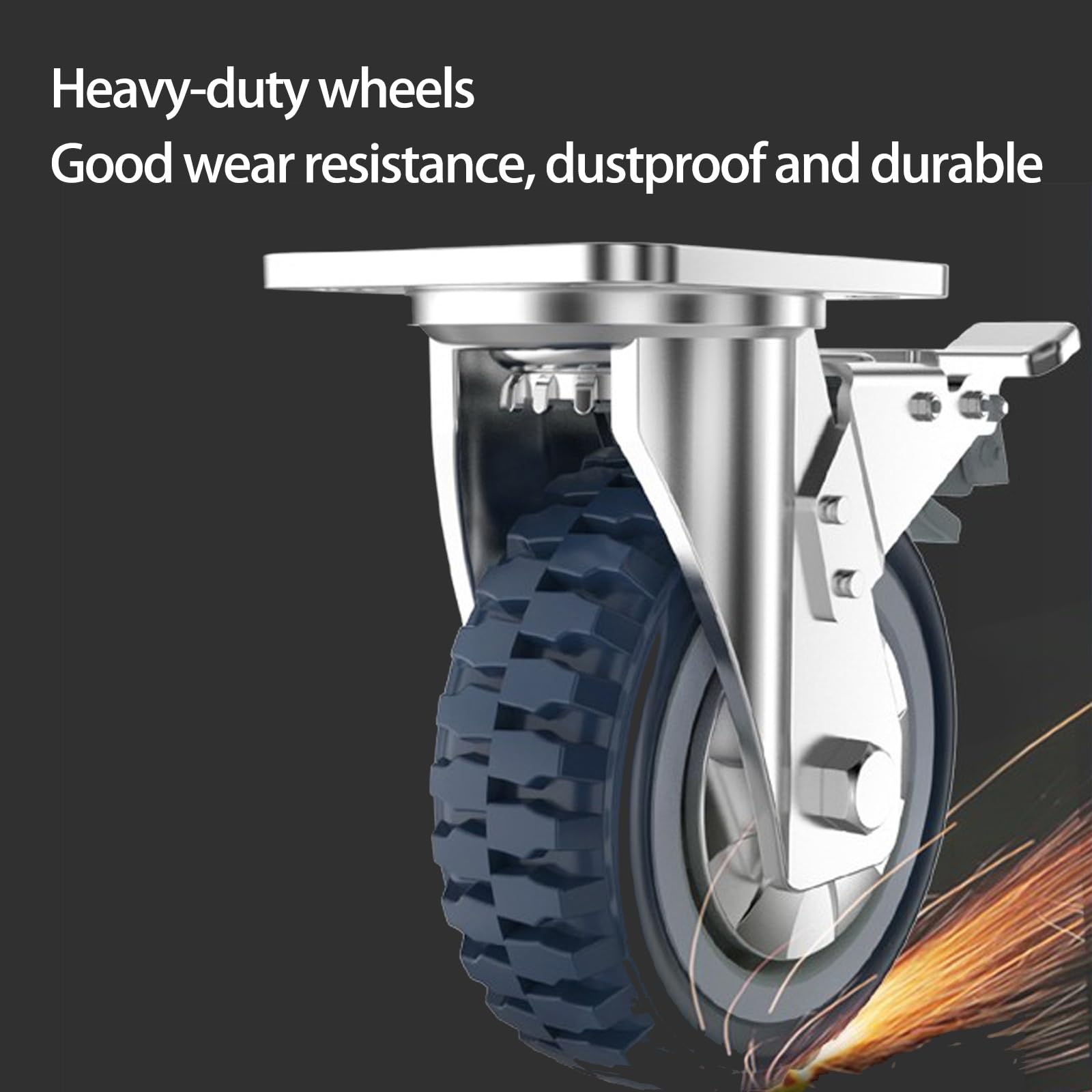 Ruedas giratorias de 6 Pulgadas, para carros de Trabajo Pesado, para Patas de Muebles, Juego de 4, con Bloqueo, Resistentes, Fuerte Efecto de Soporte de Carga (fijas y giratorias, 5 Pulgadas