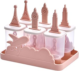 Ice Lolly Maker - Molde de silicona extraíble para hacer moldes de hielo reutilizables para helado, color rosa 6 unidades