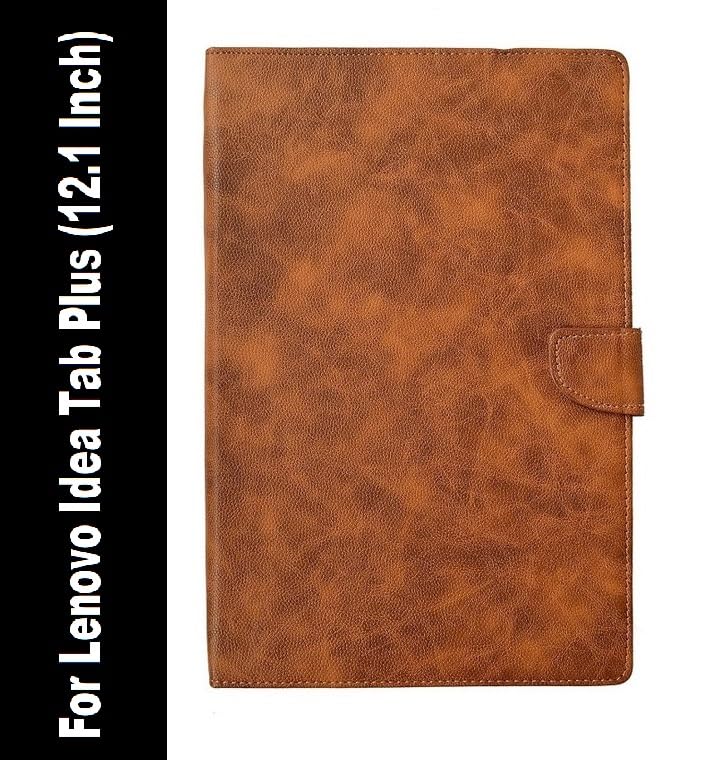 Image of ColorCase Dairy Type Tablet Flip Cover Case for Lenovo Idea Tab Plus (12.1 Inch) Tablet - (Tan Brown)