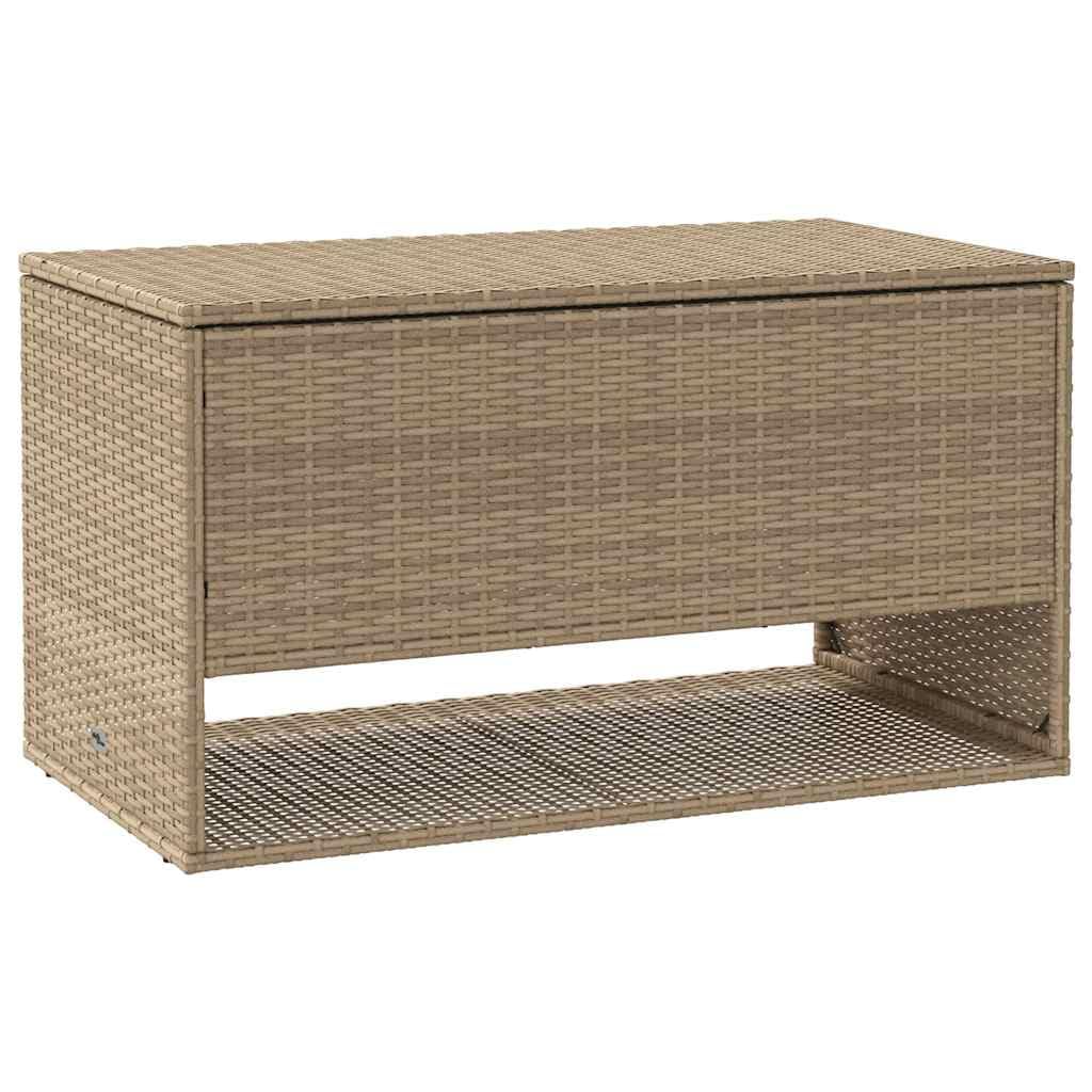 Cassapanca per cuscini da esterno beige 100 x 55 x 55,5 cm polyrattan, scatola di immagazzinaggio degli attrezzi da giardino per esterni, balcone o terrazza
