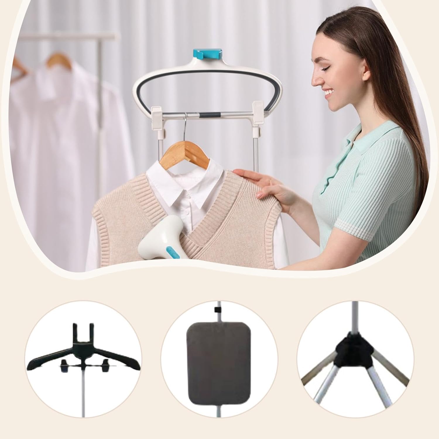 Yajuyi Clothes Steamer Stand Garment Steamer Holder Portable Lightweight Sturdy Foldable, Clothes Hanger Style