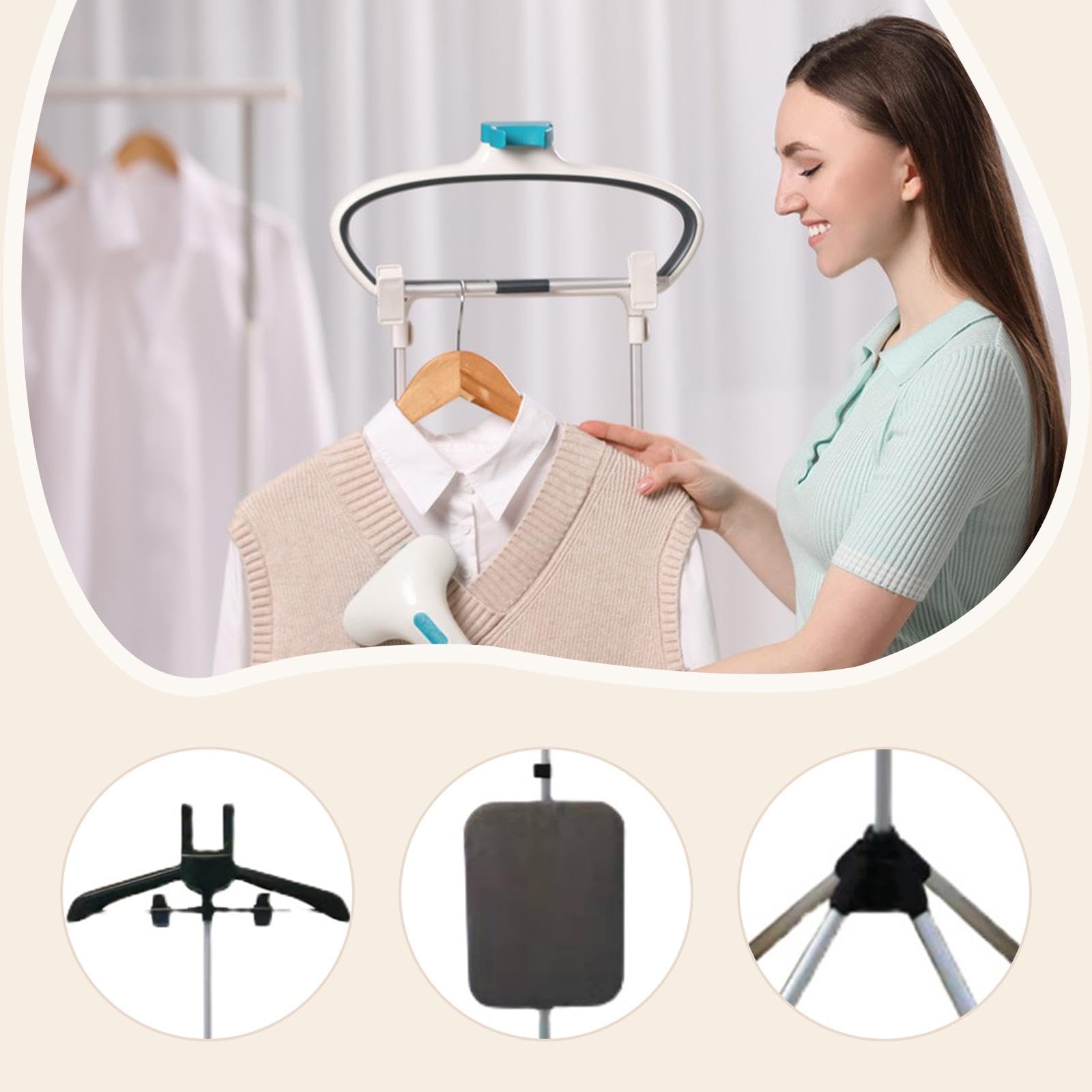 Supporto per stirare a vapore appendiabiti pratico salvaspazio portatile pieghevole per stiratrici a vapore verticale- Stile Appendiabiti