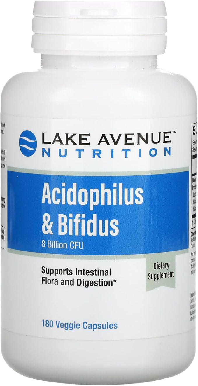 Acidophilus & Bifidus, Probiotic Blend, 8 Billion CFU, 180 Veggie Capsules, Lake
