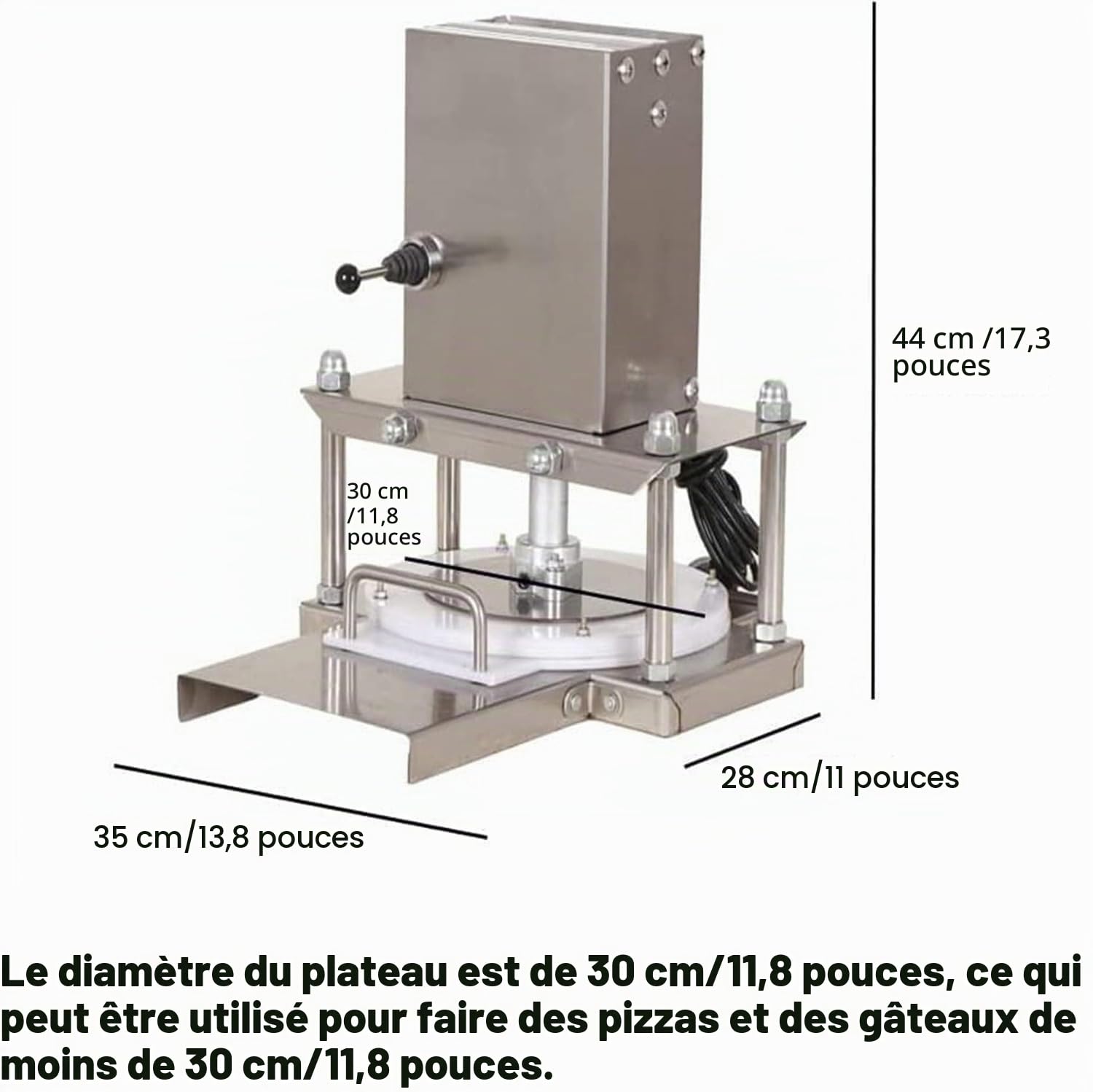 Laminoir à Pâte Électrique Rapide Pro 22/25/30cm INOX - Presse à Pizza Réglable - Formeuse pour Restaurant & Maison