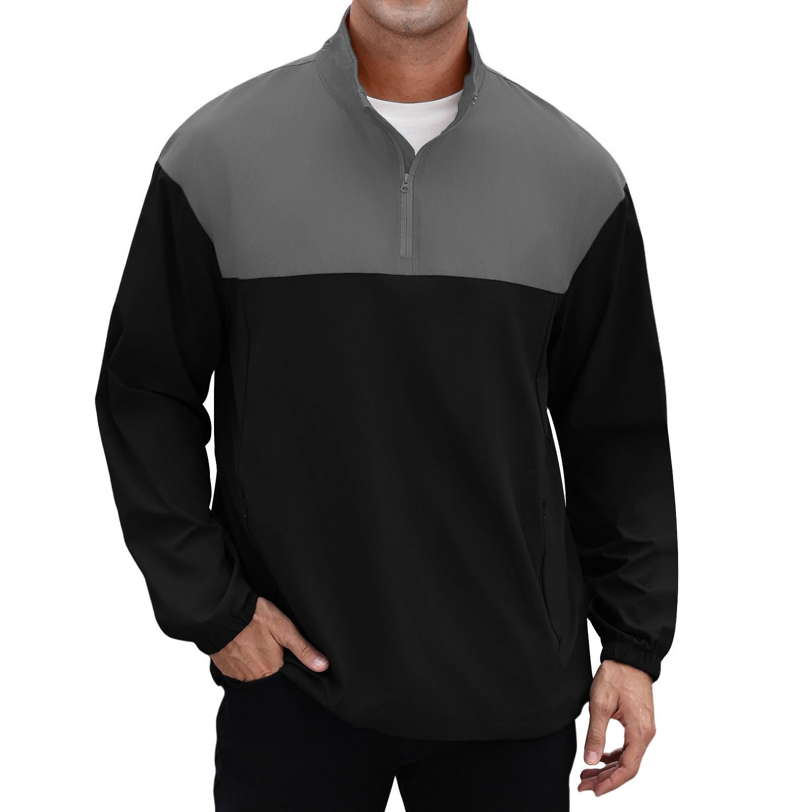 EDITCOZY Men's Lightweight Quarter Zip Pullover Casual Windbreaker for Running Golf Jackets with 3 Pockets