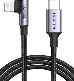 UGREEN Cabo Lightning de certificação MFi - Cabo USB C de 90 graus para Lightning 3FT compatível com iPhone 14/14 Pro/14 Pro Max, iPhone 13/12/11/X/XR/XS/8 Series, iPad, AirPods Pro