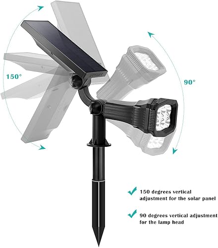 Miniatura 2 de URPOWER Luces solares para exteriores, focos solares ajustables para exteriores, focos solares 2 en 1, impermeables, luces solares para paisaje, luz