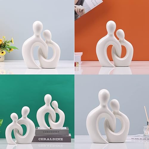 Miniatura 5 de DOVDOV Estatua de cerámica para parejas, estatua moderna de decoración del hogar, decoración blanca del hogar, escultura romántica abstracta de arte