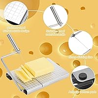 Vista 2 de Cortador de queso con tabla para queso de bloque Tabla de cortar queso ajustable resistente con 11 cables de repuesto, diseño ergonómico, cortador