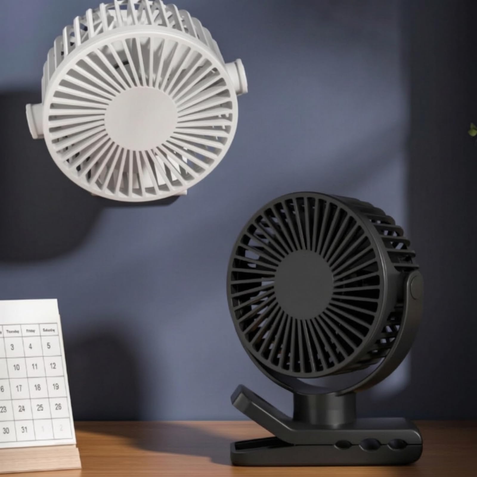 Ventilador Portátil con Base Sujeción Resistente con Brazo Modular Segmentado para Ventilación Focalizada en Escritorio Silla y Ejercicio, Negro