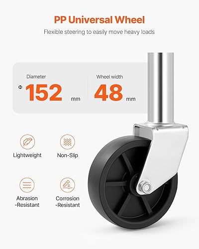 Miniatura 6 de VEVOR Gato de remolque con rueda, capacidad de carga de 1000 libras, gato giratorio de alta resistencia para remolque de barco con una sola rueda de