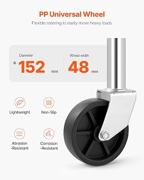 VEVOR Trailer Jack with Wheel, 1000 lbs Load Capacity, Heavy Duty Swivel Boat Trailer Jack with PP Single Wheel & Ergonomic Handle, 10-inch Lift, Fit for RVs, Boats, Horse Trailers, Utility Trailers
