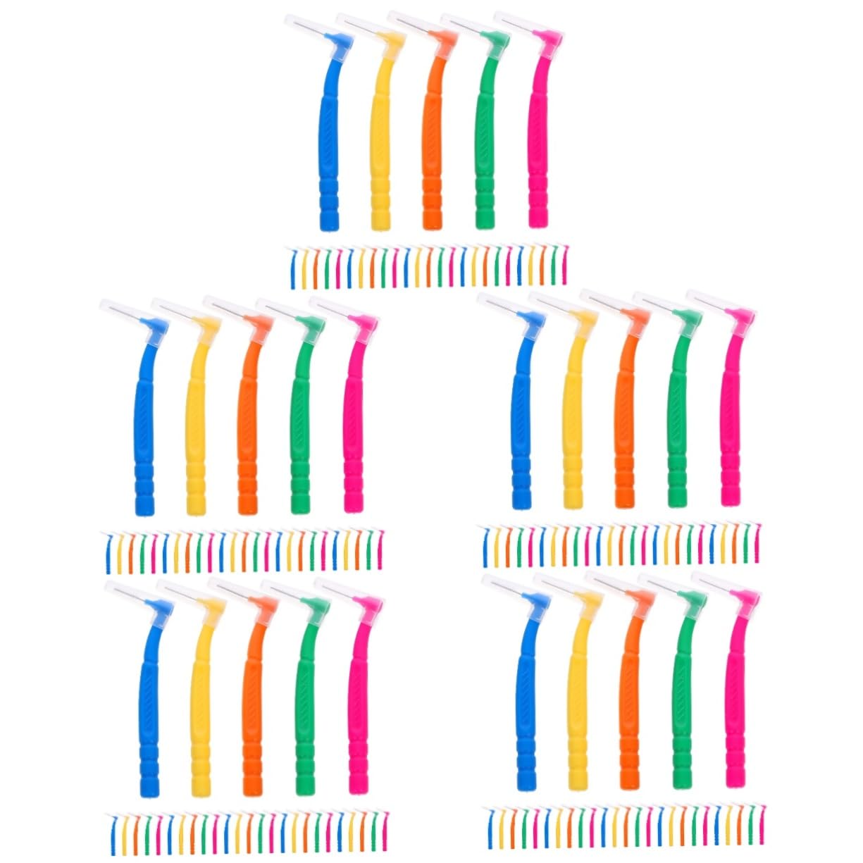 VICASKY 5 Set Spazzolino Interdentale Finisce Viaggio Portatile Sottile Facile Dente Orale Angolato Intercapedine Piccolo Multipack Adulti Compatto A Forma Di Lana Di Nylon 30 Pezzi*5