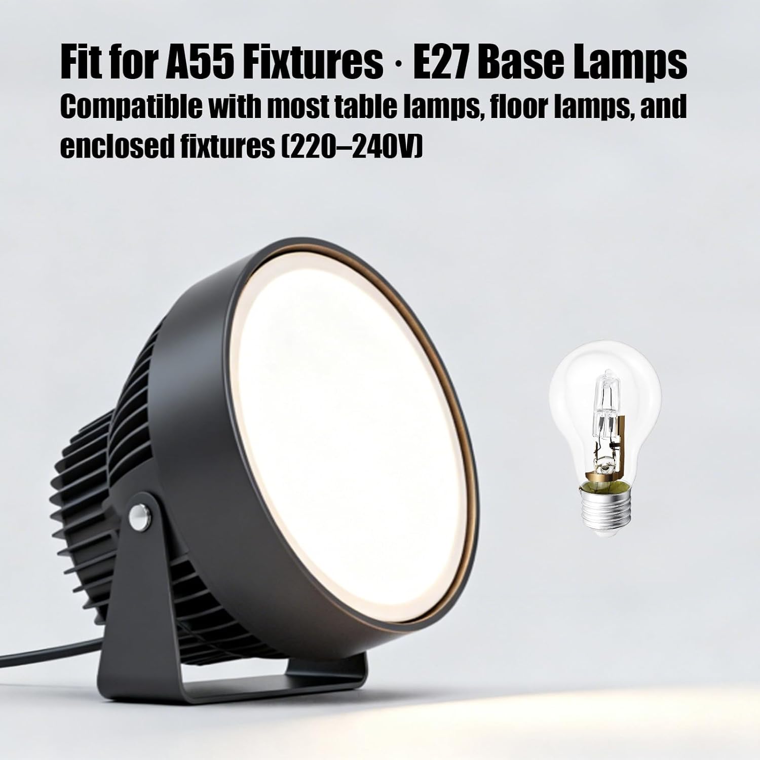 A55 E27 53W 220V Halogen Lamp 96×55mm 2700K Clear Bulb Replacement for Incandescent Light, 10 Pack