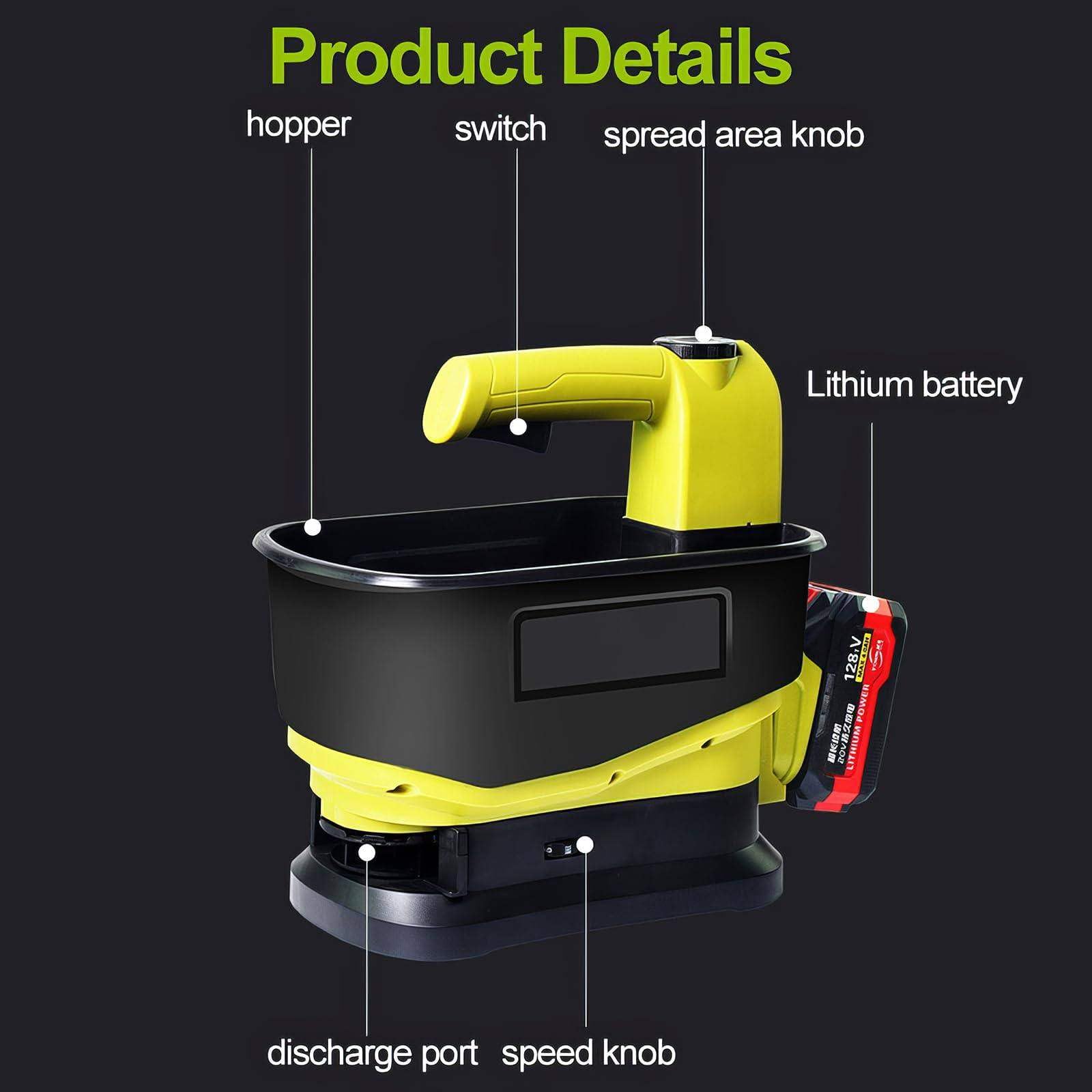 5.5 litros de Semillas de césped 5.5L, Extiper de Semillas inalámbrico, Ancho de dispersión Ajustable, para Semillas, alimento y Fertilizante