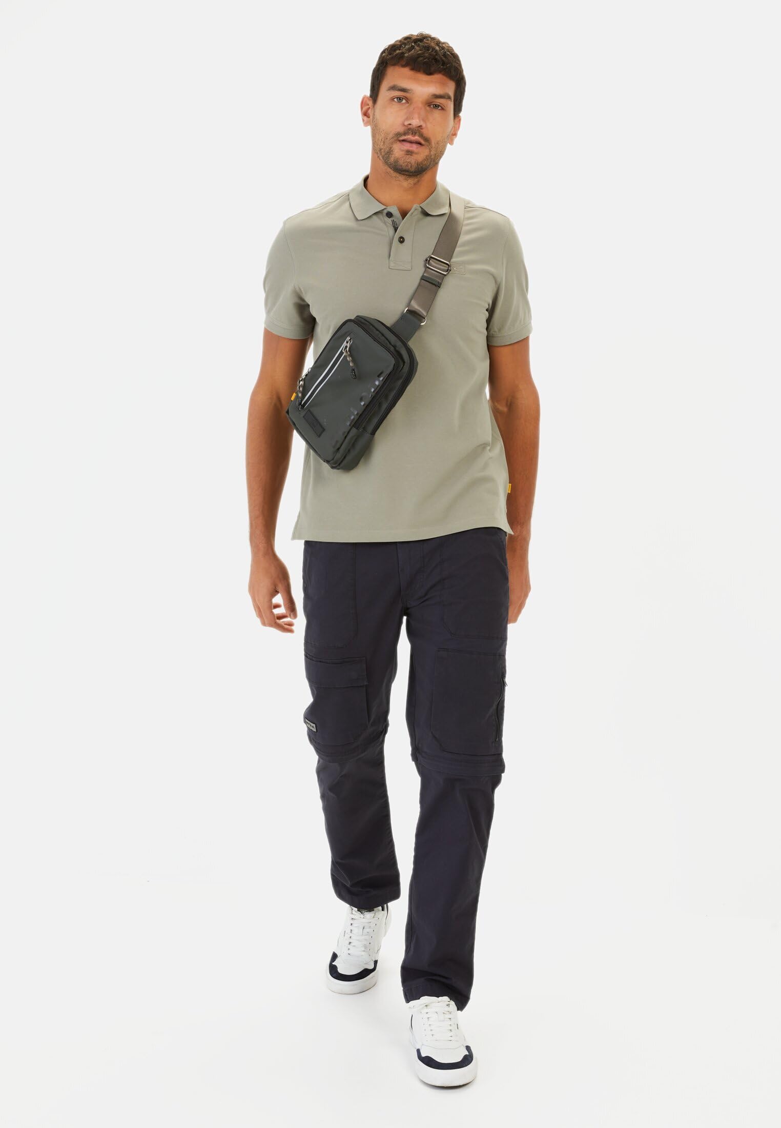 camel active Męska koszulka polo z rękawami do łokci z czystej bawełny, khaki, XXL