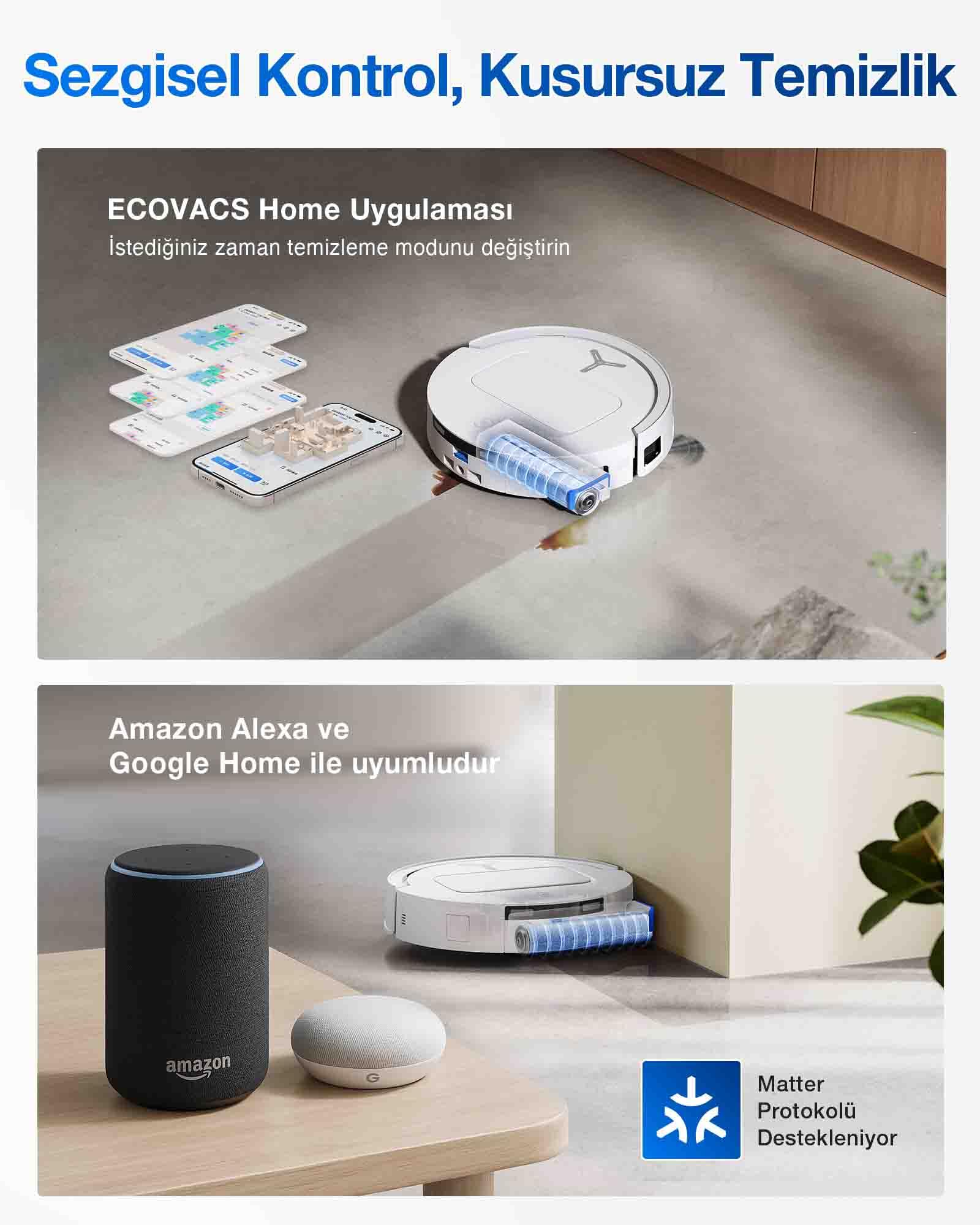 ECOVACS DEEBOT T80 OMNI Robot Aspirapolvere Lavapavimenti, 18.000 Pa, Spazzola OZMO ROLLER, ZeroTangle 3.0, Lavaggio Mocio con Acqua Calda a 40-75 °C, Asciugatura ad Aria Calda, Bianco