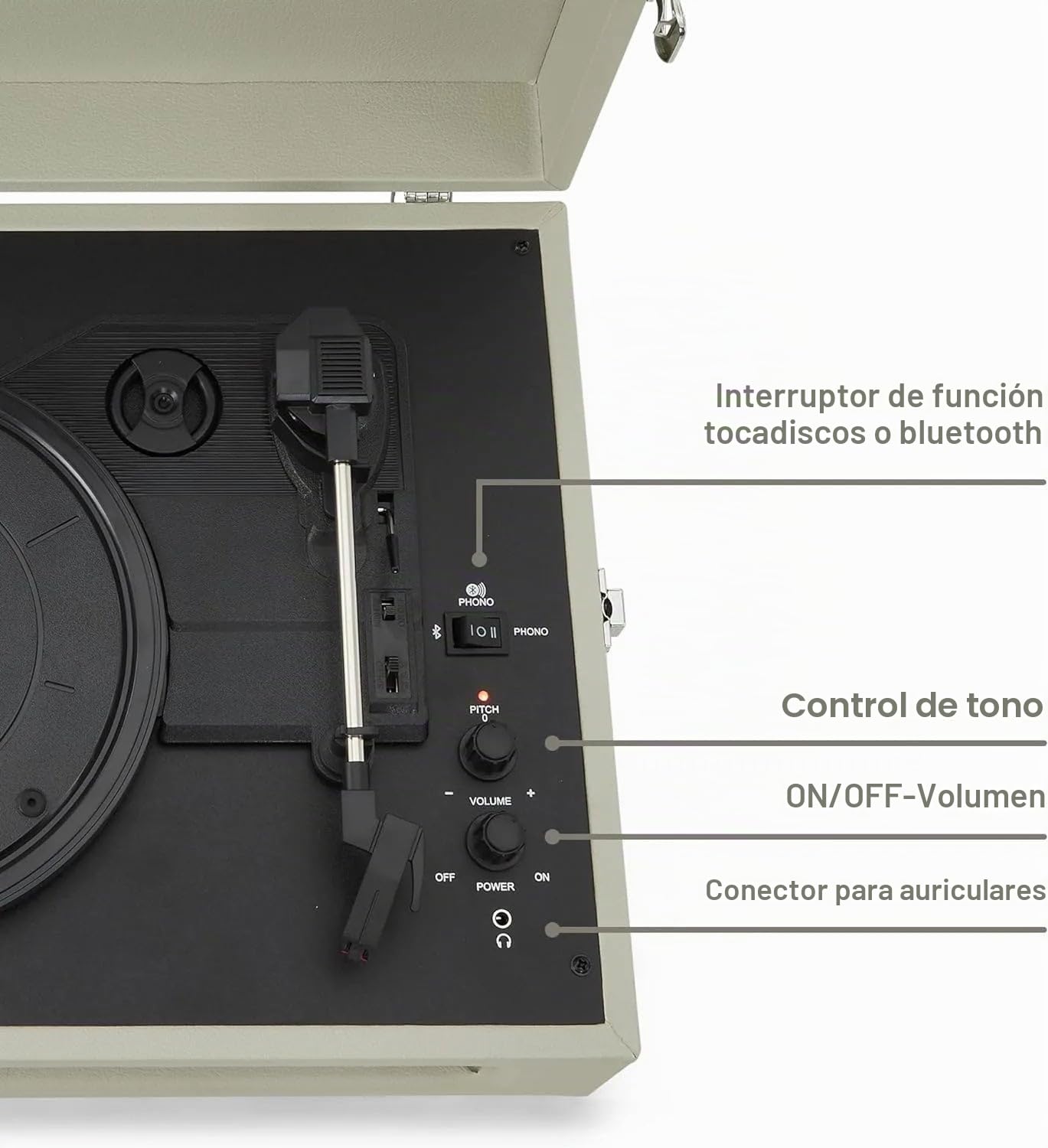 Crosley Voyager Tocadiscos con 2 Altavoces, Bluetooth In & out y AUX - Tocadiscos Retro de 3 velocidades - para vinilos de 7", 10" y 12" - Portátil con Estuche Integrado - Dune Clara