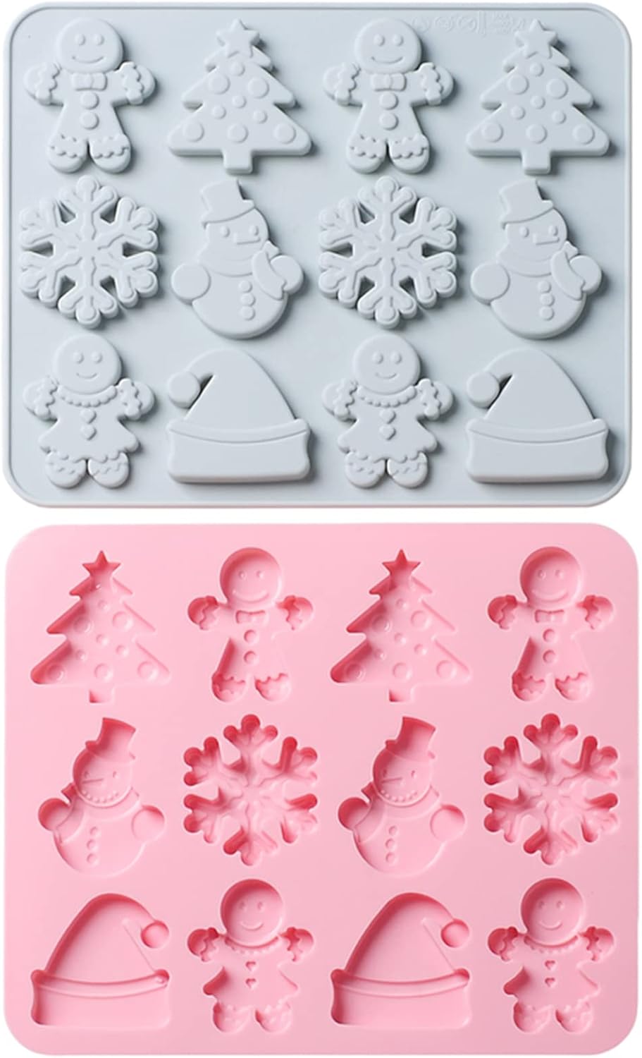 VICDUEKG 2 Pack Christmas Silicone Cake Molds Xmas