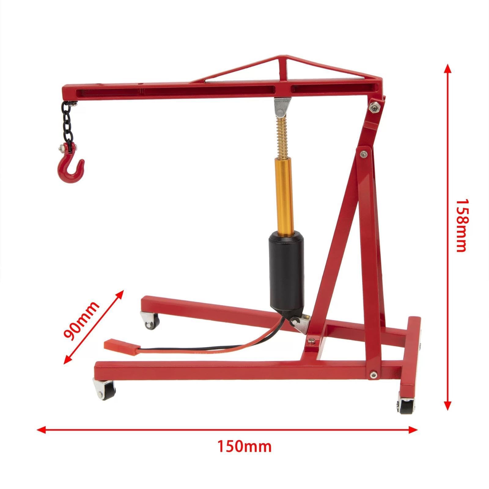 kowaku RC Gru Motore Sollevamento Accessori Modellismo Garage in Lega per Simulazione Manutenzione Auto Telecomandate Adatto a Esposizione, Rosso