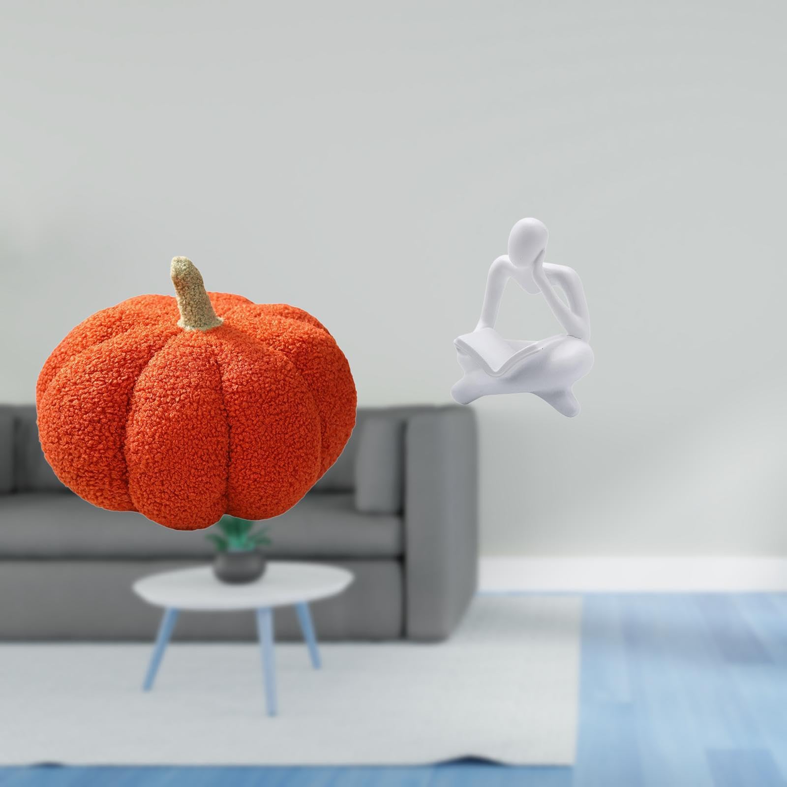 Enakshi®Pumpkin Plush Cushion Abstract Thinker Statue Décorative Pillow for Sofa Bed Bedroom Living Room Office Shelf Décor|Home & Garden|Home Décor|Pillows-image-16