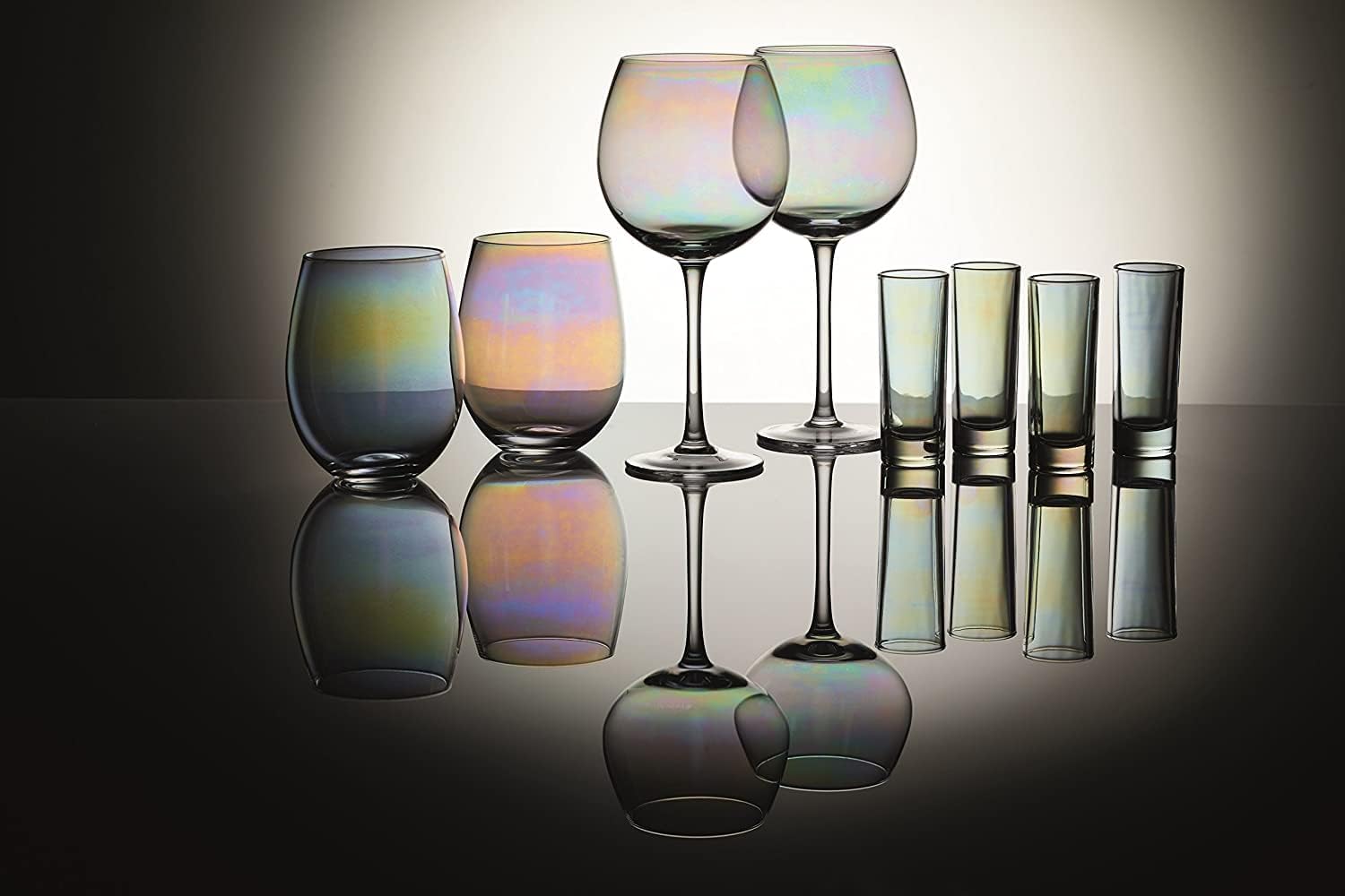 BarCraft Rainbow-Pearl Iridescent Tumbler Glasses, 600 ml (Set of 2)
